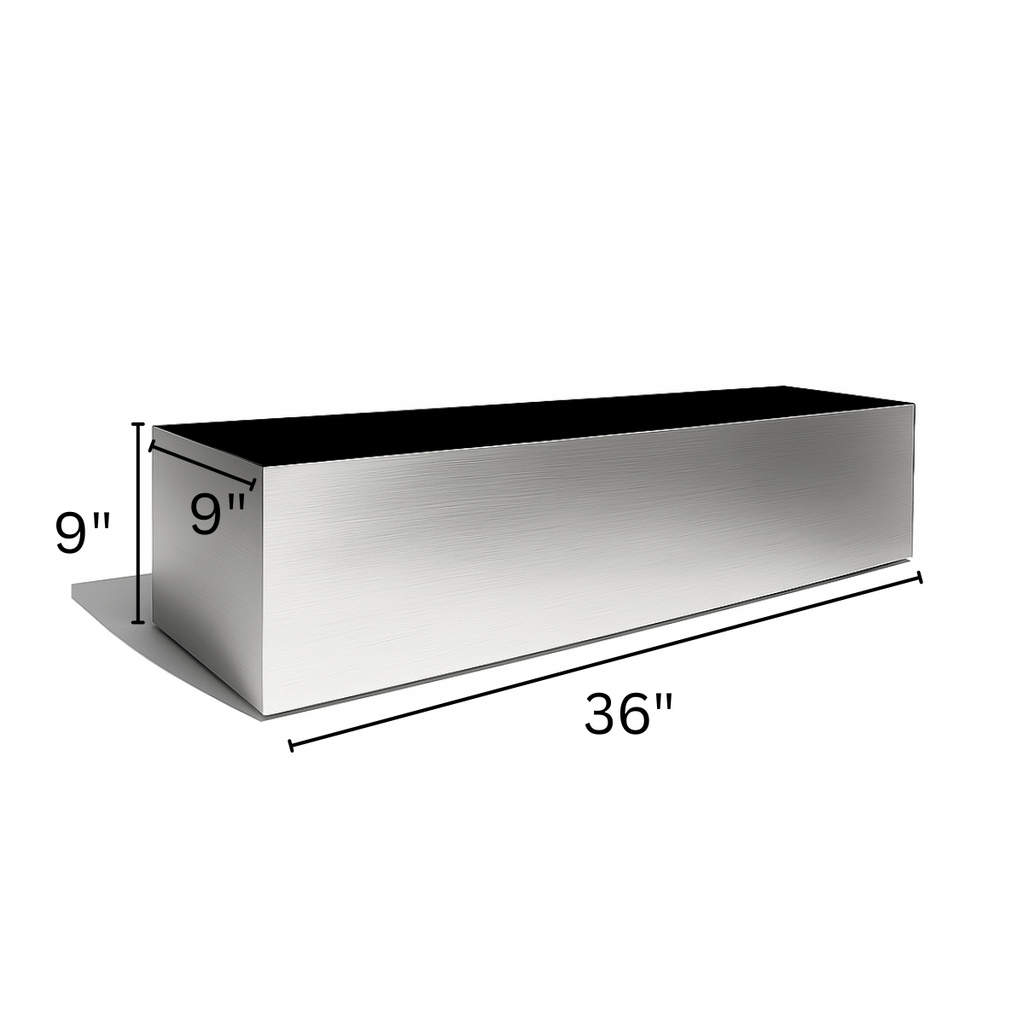 Madeira Aluminum Wall / Fence Block Trough Planter - Modern Seamless Metal (Silver), Waterproof Lining (30" L x 9" W x 9" Tall)