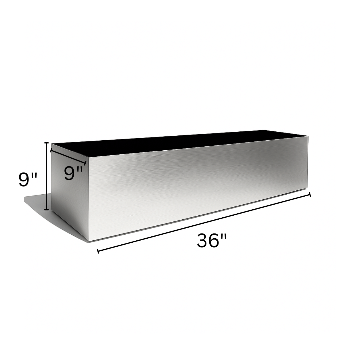 Madeira Aluminum Wall / Fence Block Trough Planter - Modern Seamless Metal (Silver), Waterproof Lining (30" L x 9" W x 9" Tall)