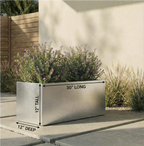 Madeira Aluminum Long Block Planter 30" - Seamless Architectural (Silver) Waterproof Lining - Indoor / Outdoor (30" L x 12" W x 12" Tall)