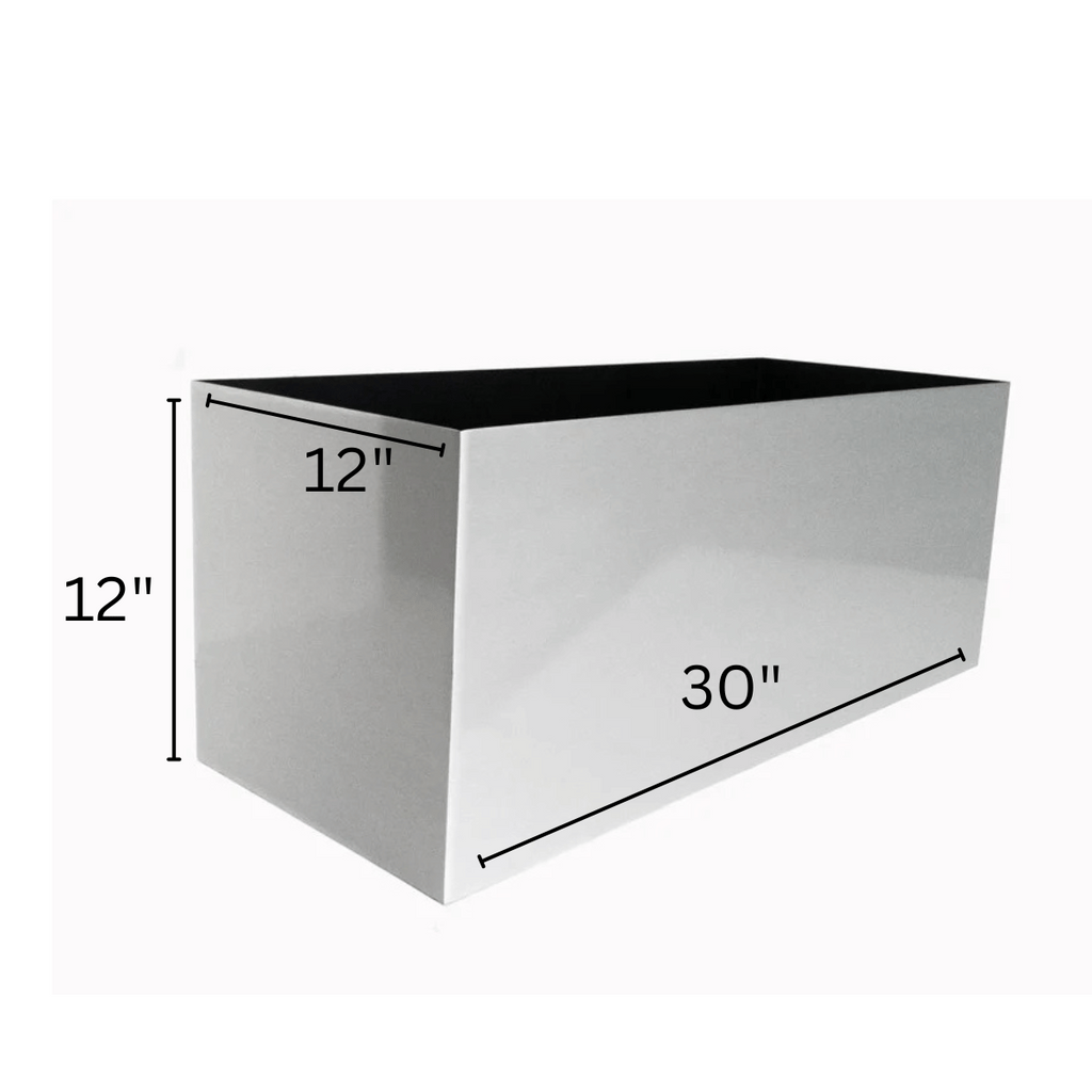 Madeira Aluminum Long Block Planter 30" - Seamless Architectural (Silver) Waterproof Lining - Indoor / Outdoor (30" L x 12" W x 12" Tall)