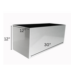 Madeira Aluminum Long Block Planter 30" - Seamless Architectural (Silver) Waterproof Lining - Indoor / Outdoor (30" L x 12" W x 12" Tall)