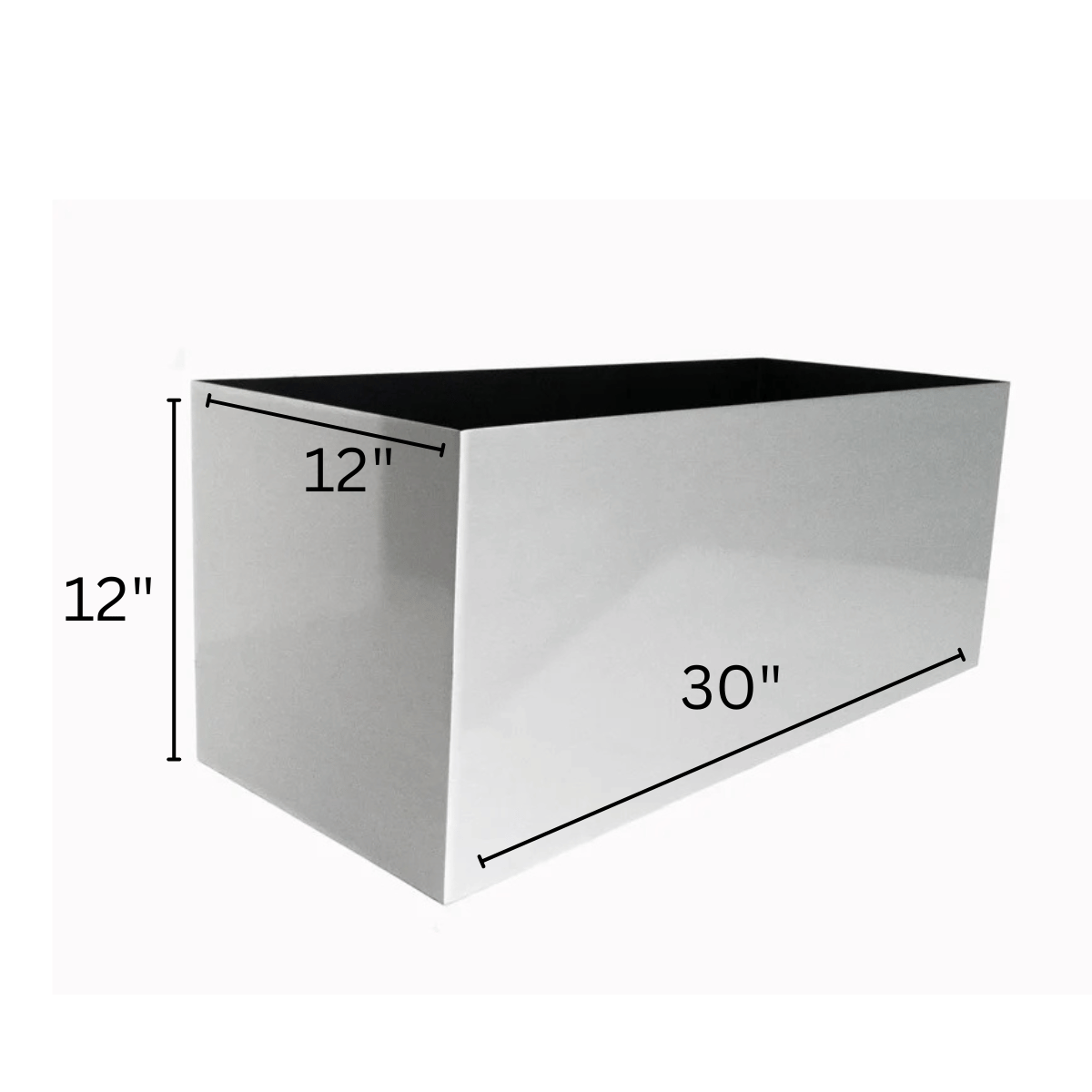 Madeira Aluminum Long Block Planter 30" - Seamless Architectural (Silver) Waterproof Lining - Indoor / Outdoor (30" L x 12" W x 12" Tall)