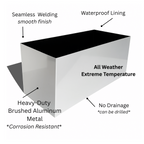 Madeira Aluminum Long Block Planter 30" - Seamless Architectural (Silver) Waterproof Lining - Indoor / Outdoor (30" L x 12" W x 12" Tall)