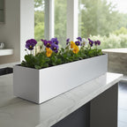 Madeira 36" Long Aluminum Trough Planter - Seamless Modern Minimalist Metal - Indoor / Outdoor, Lined w/ Drainage (36" L x 9" W x 9" Ht.)