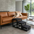 Mila Nesting Metal Pet Steps - Modern, 19" Tall Strong Dog Stairs - 3 No Slip Step, Large Dog (180 lbs)