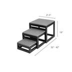 Mila Nesting Metal Pet Steps - Modern, 19" Tall Strong Dog Stairs - 3 No Slip Step, Large Dog (180 lbs)