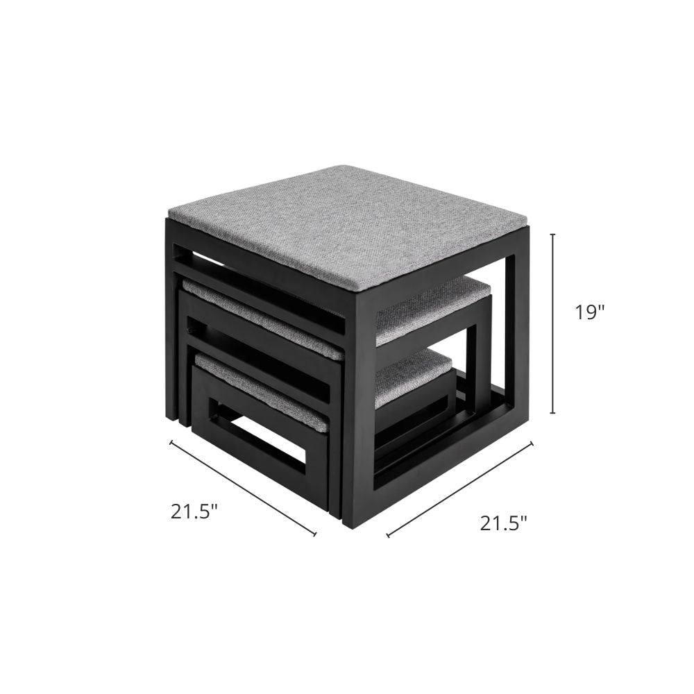 Mila Nesting Metal Pet Steps - Modern, 19" Tall Strong Dog Stairs - 3 No Slip Step, Large Dog (180 lbs)