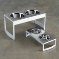 Indus Steel Double Diner - Modern Architectural Heavy Duty Elevated Dog Bowl Feeder (XS 4.5" Tall / 12" Large Dog)
