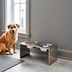 Slate Double Diner - Modern Architectural 304 Stainless Steel Stand, Elevated Dog Bowls (5"/ 9" / 12" / 18" Tall)