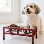 Four Square Double Diner - Modern Architectural Steel Elevated Dog Feeder (5.5" / 12" /  18" Tall)