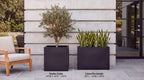 Julian Large Rectangle Planter - Architectural Fiberglass w/ Steel Reinforcement - Long Block w/ Drainage, Indoor / Outdoor (30" L x 12" W x 24" H)