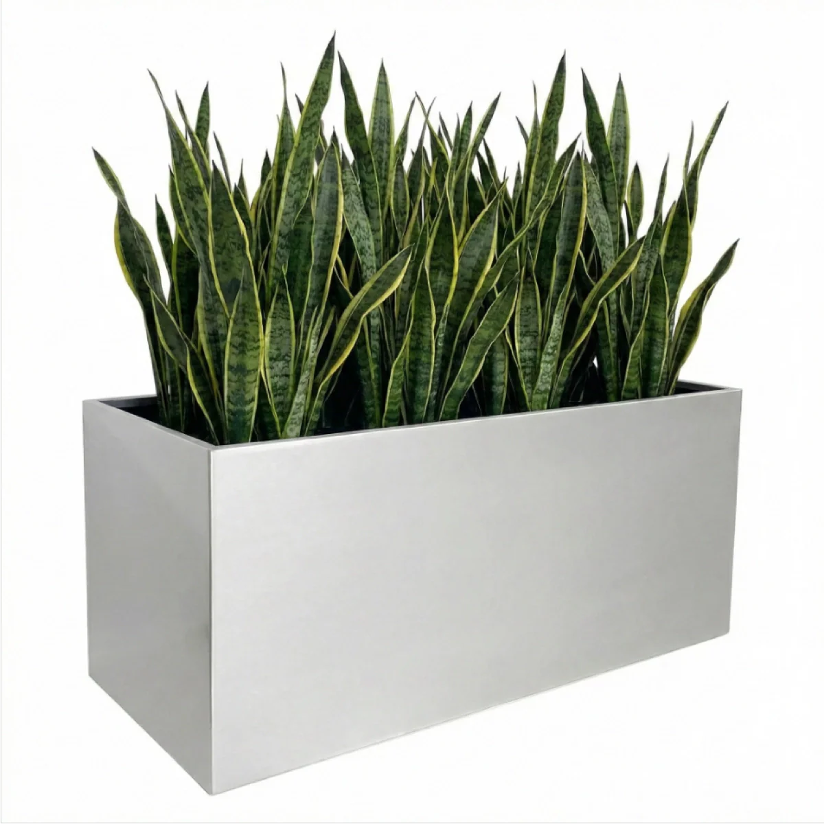 Madeira Aluminum Long Block Planter 30" - Seamless Architectural (Silver) Waterproof Lining - Indoor / Outdoor (30" L x 12" W x 12" Tall)