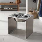 Slate Single Diner - Modern Architectural 304 Stainless Steel Stand w/ Elevated Bowl Food, Water (5" / 9" / 12" Tall)