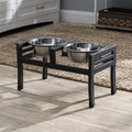Moretti Double Diner - Modern, Architectural Elevated Metal Dog Bowl Stand (5.5"/ 12" / 18" Tall)