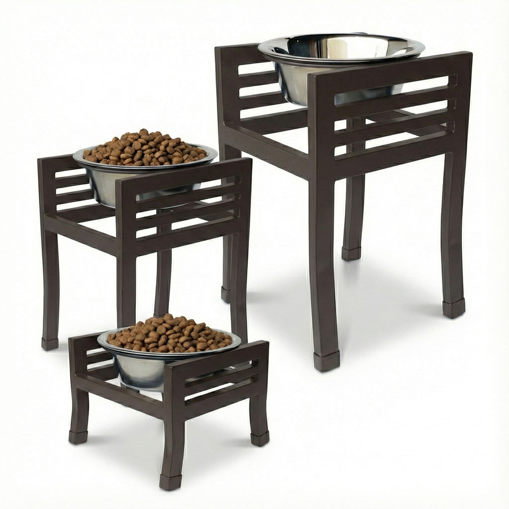 Moretti Single Diner - Modern, Architectural Metal Elevated Dog Bowl Stand (5.5" / 12" / 18" Tall)