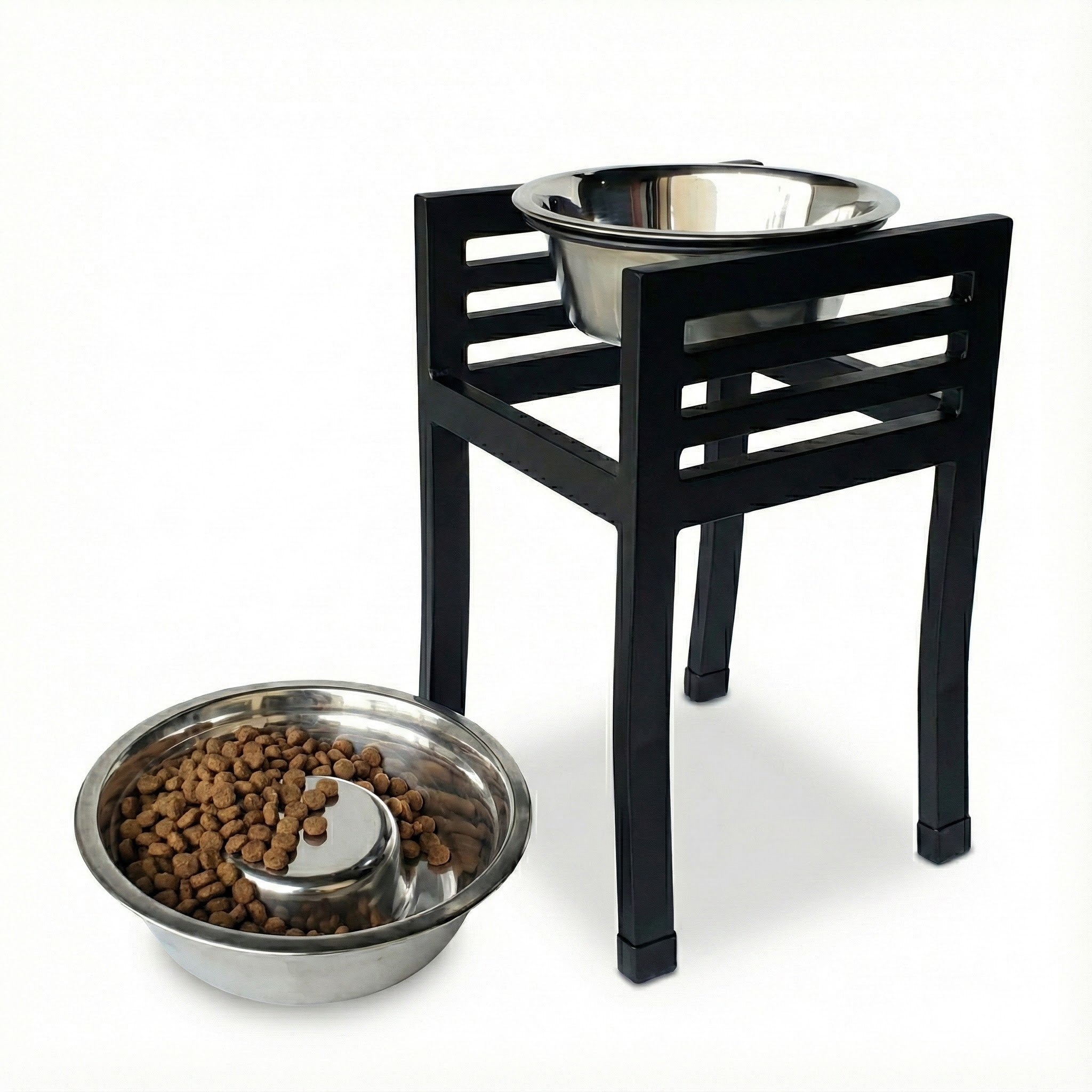 Moretti Single Diner 18" XL - Large Breed, Modern Architectural Steel Elevated Dog Bowl Stand (18" Tall)