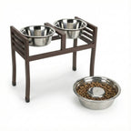 Moretti Double Diner 18" XL - Large Breed, Modern Architectural Elevated Dog Bowls w/ Metal Stand / Stainless Steel (18" Tall)