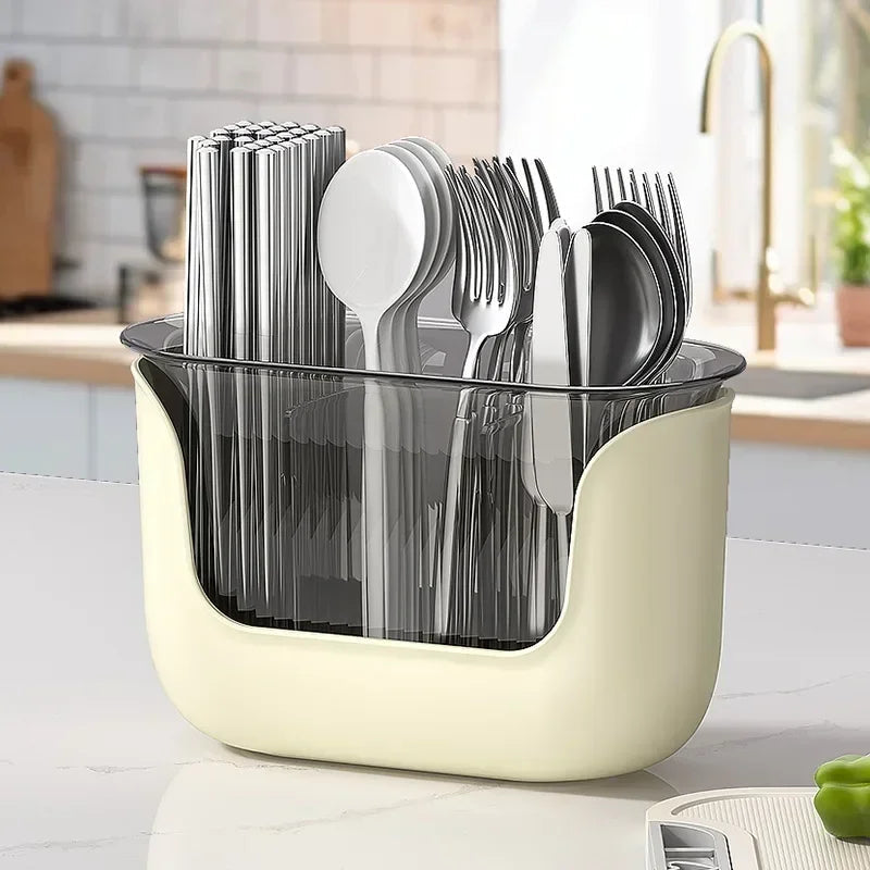 Multifunctional Cutlery Holder and Drain Storage Basket Utensils Rack
