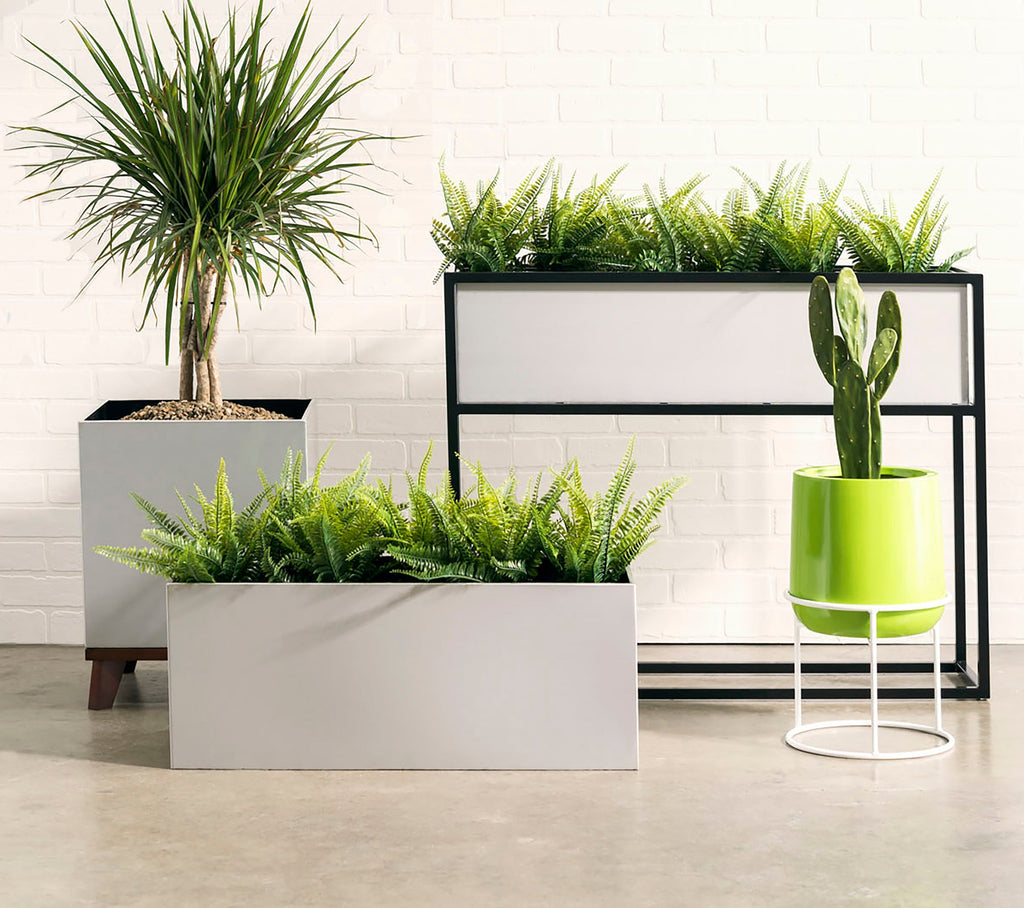 Madeira Aluminum Wall / Fence Block Trough Planter - Modern Seamless Metal (Silver), Waterproof Lining (30" L x 9" W x 9" Tall)