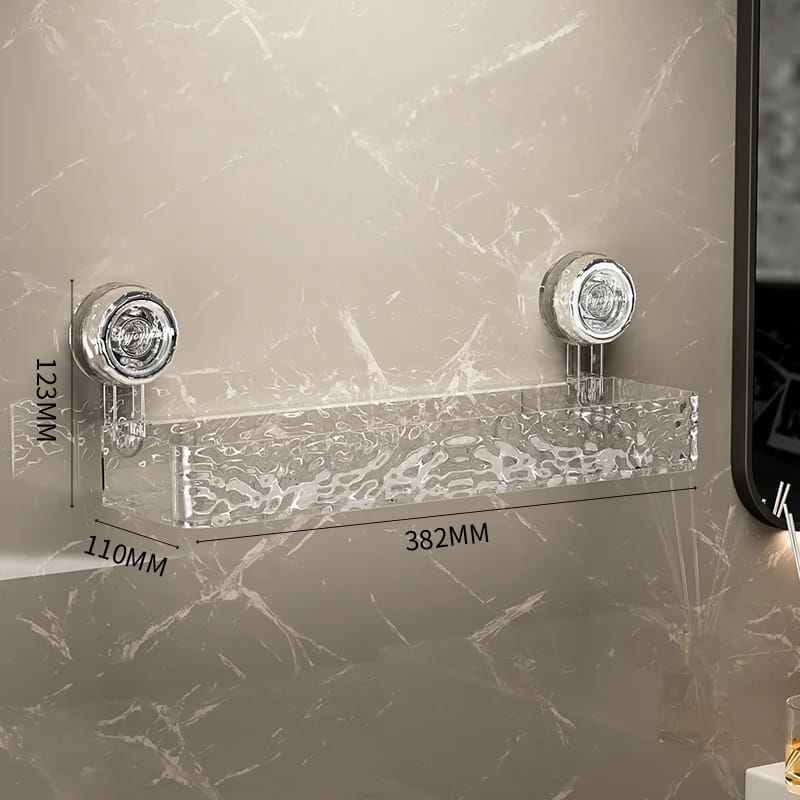 NordicGrip Wall Shelf – No-Drill, Suction Cup Mounted Organizer for Bathroom, Kitchen, and Office
