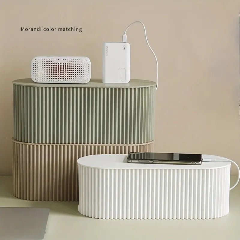 Ordoca Cable Box Desk Organizer | Cable Management & Storage | White | 30x11x13 cm