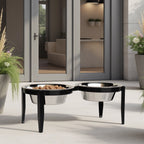 Vision Double Diner - Outdoor / Indoor Modern Angle Iron, Elevated Dog Bowls (5", 7", 10" Tall)