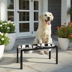 Pilsen Double Diner - Modern Outdoor / Indoor Metal Elevated Dog Bowl Stand ( 5" Small, 10" Large Dog)