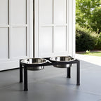 Pilsen Double Diner - Modern Outdoor / Indoor Metal Elevated Dog Bowl Stand ( 5" Small, 10" Large Dog)