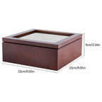 Large Grid Caddy Wood Tea Storage Box