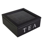 Large Grid Caddy Wood Tea Storage Box
