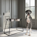 Pyramid XL Double Diner - Minimalist Wrought Iron Stand, Large Breed Elevated Dog Feeding Station (18", 24" Tall)