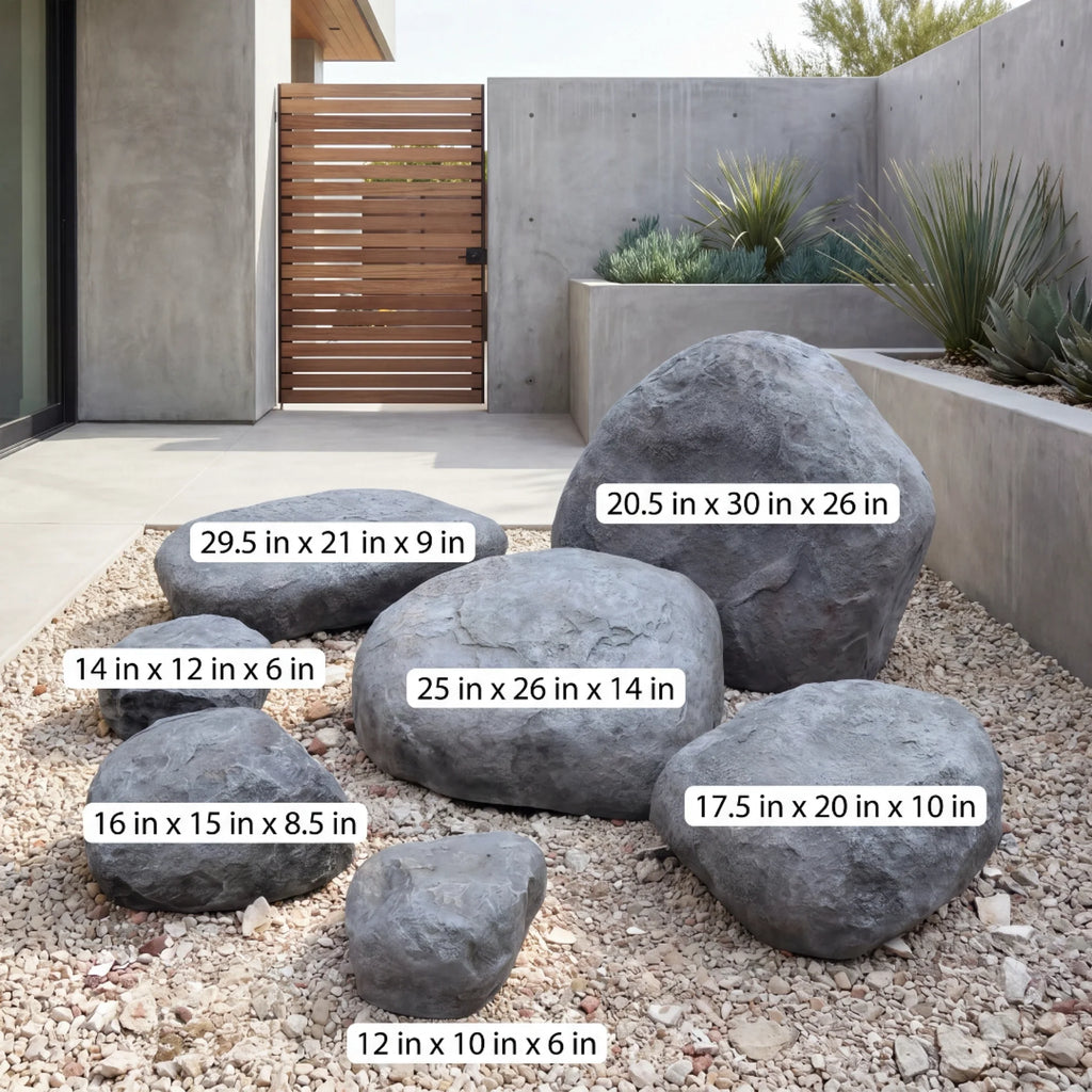 Graybear Faux Rock Set - Realistic, Artificial Landscape Boulders, Heavy Duty Fiberglass (4 pc / 7 pc Set)