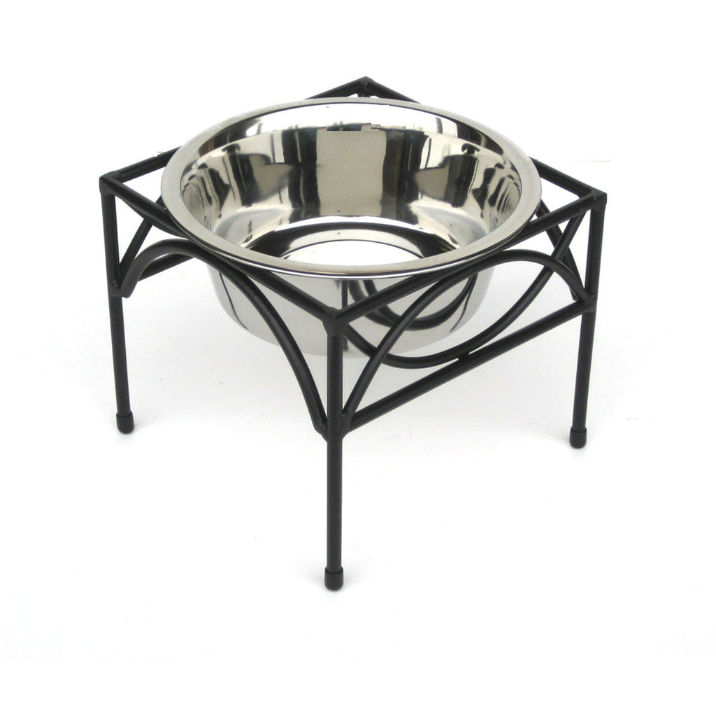Regal Single Diner - Wrought Iron Metal Stand, Raised Dog Bowl Food, Water (5" / 7" / 12" Tall )