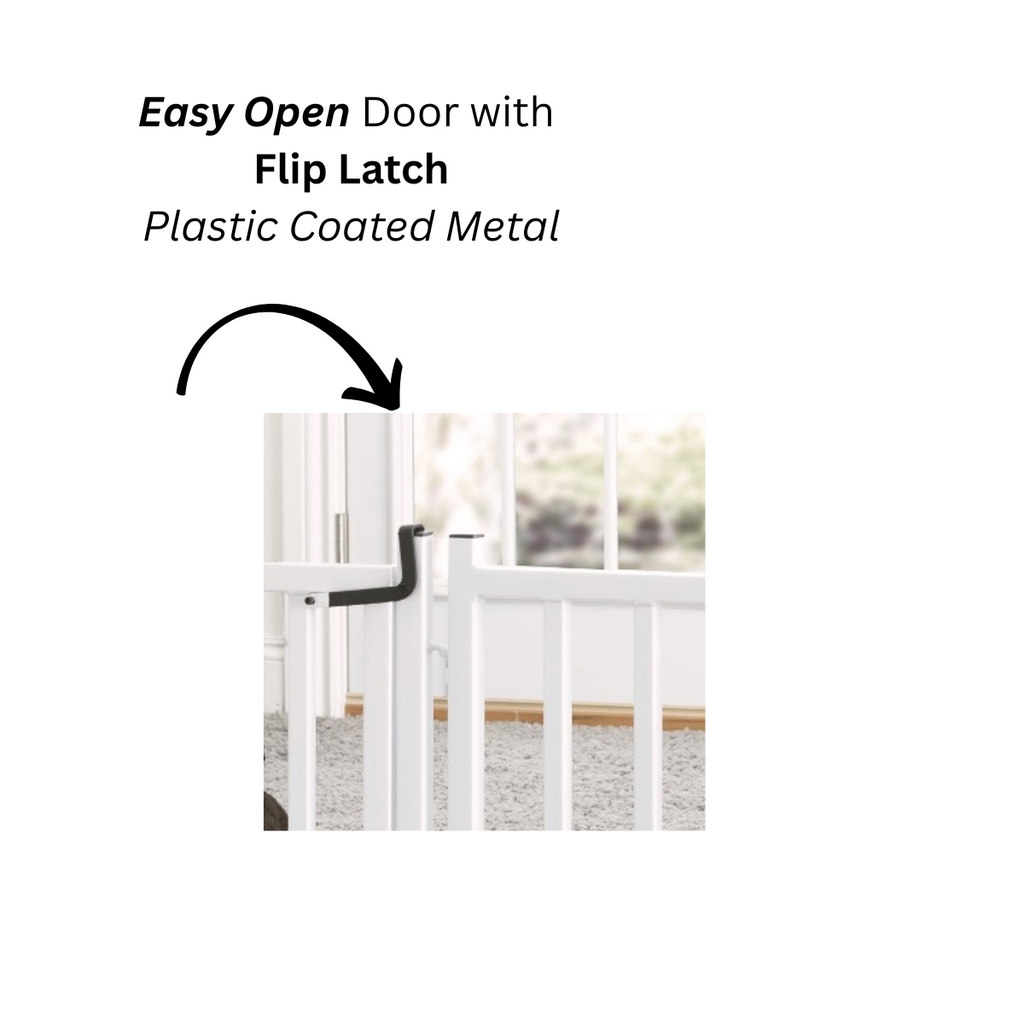 Royal Weave Freestanding 24" Tall (Small Dog) Steel Dog Gate w/ Door - Architectural Extra Wide Walk-Through Indoor Barrier (63" / 84" / 105" Long)