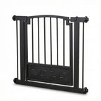 Royal Weave Steel Dog Gate w/ Door (28.5" - 61.5" Extra Wide) Heavy Duty Black Wrought Iron, Indoor Easy Pressure Mounted (No Drill)