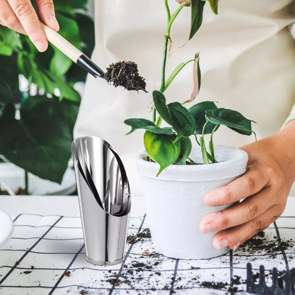 Zevolim| Stainless Steel Scoop for Potting Soil – Robust Planting Scoop for Garden and Balcony