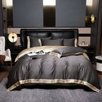 Zevolim| Satin Cotton Embroidered Bedding Set - Luxora