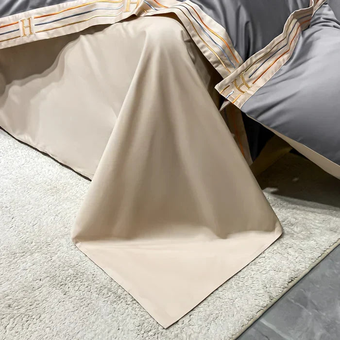 Zevolim| Satin Cotton Embroidered Bedding Set - Luxora