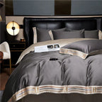 Zevolim| Satin Cotton Embroidered Bedding Set - Luxora