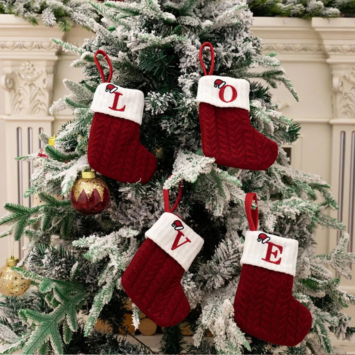 Cable-Knit Contrast Christmas Stockings