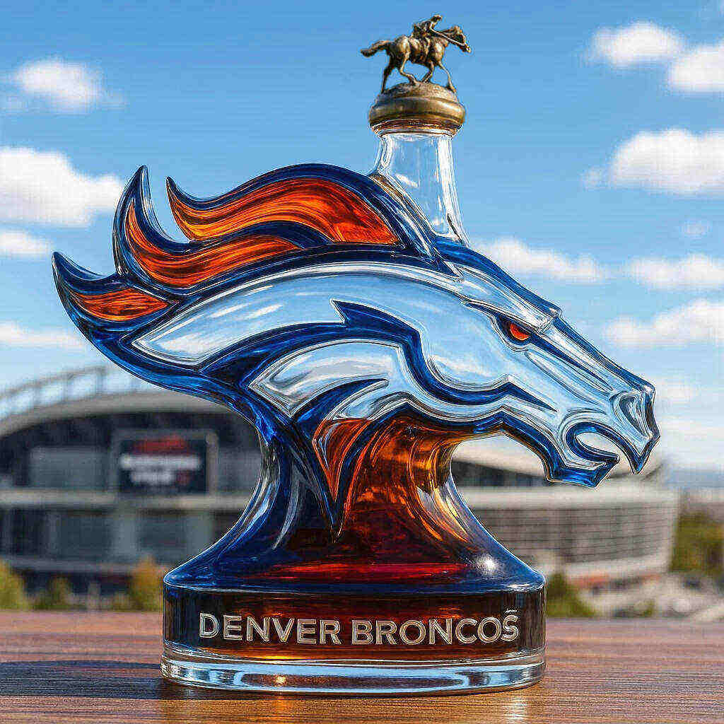 Denver Broncos whiskey bottle
