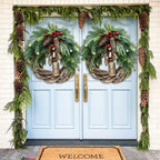 Christmas Wreath | Boho Style | Rustic Vine Base with Pinecones & Golden Bells