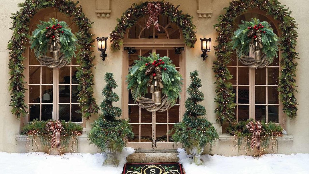 Christmas Wreath | Boho Style | Rustic Vine Base with Pinecones & Golden Bells