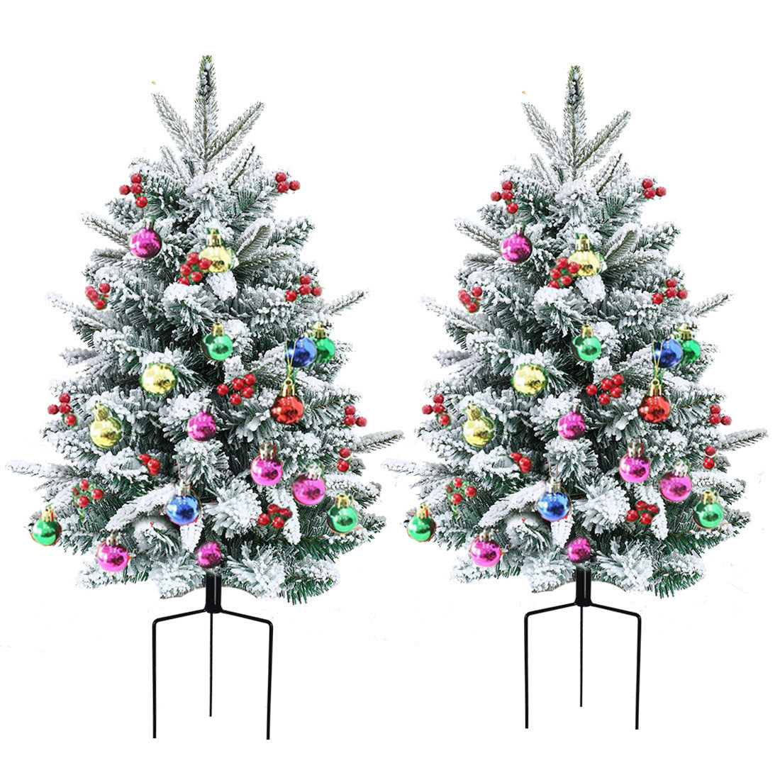 Christmas urn decoration with LED lights | Realistic pine branches & berries | Indoor and outdoor