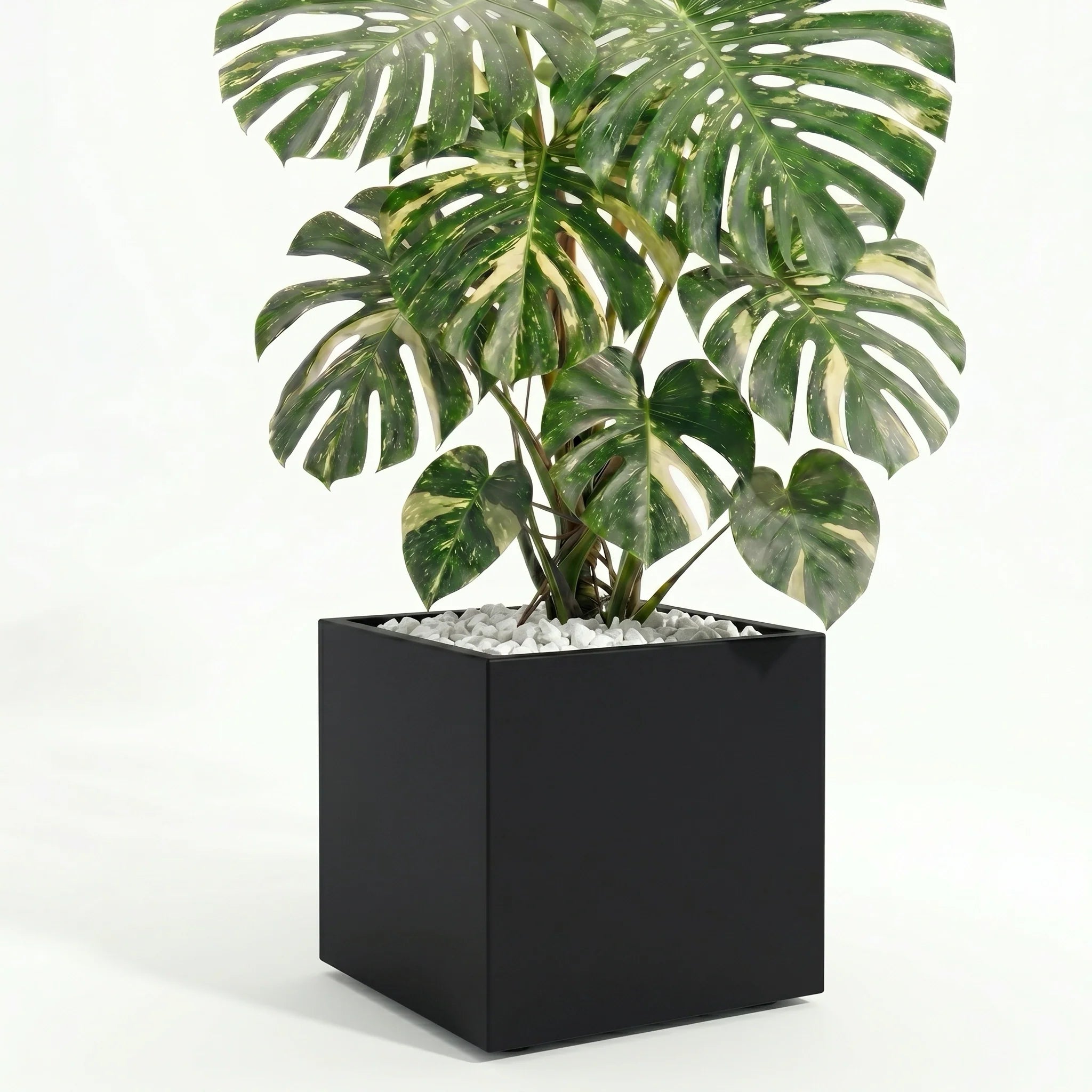 Seeley Cube Block Planter - Architectural Steel-Reinforced Fiberglass w/ Drainage, Indoor / Outdoor (14" / 20" / 24" / 30" Square)
