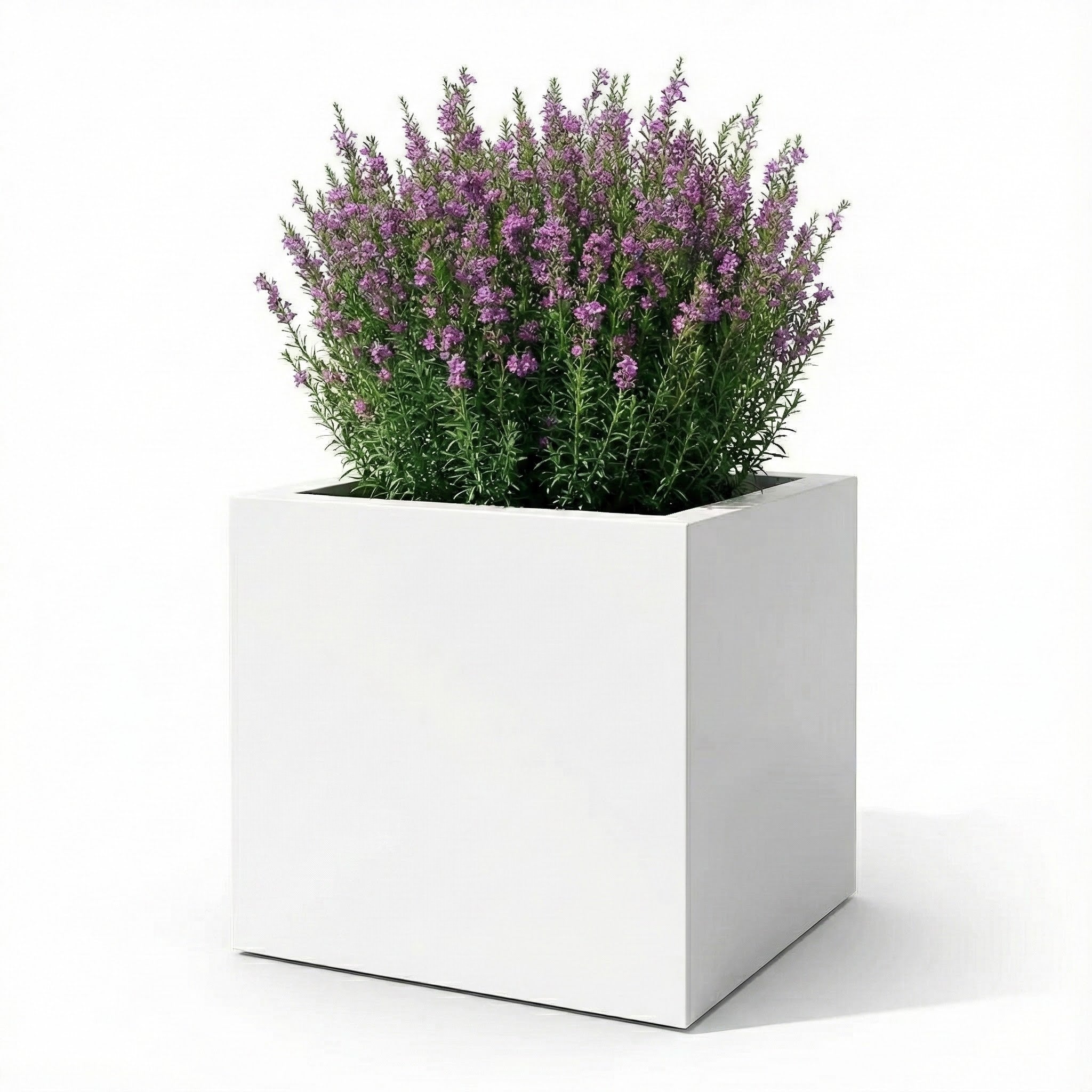 Seeley Cube Block Planter - Architectural Steel-Reinforced Fiberglass w/ Drainage, Indoor / Outdoor (14" / 20" / 24" / 30" Square)