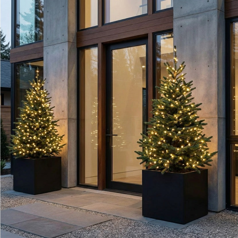 Seeley Cube Block Planter - Architectural Steel-Reinforced Fiberglass w/ Drainage, Indoor / Outdoor (14" / 20" / 24" / 30" Square)
