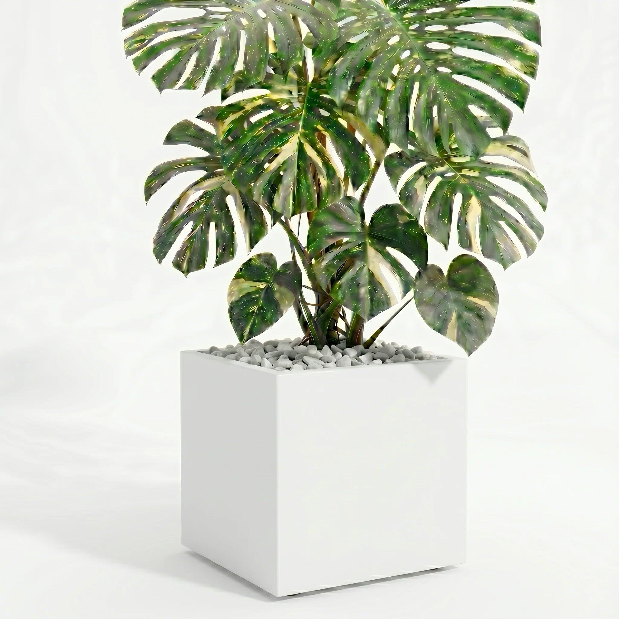 Seeley Cube Block Planter - Architectural Steel-Reinforced Fiberglass w/ Drainage, Indoor / Outdoor (14" / 20" / 24" / 30" Square)
