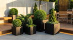 Seeley Cube 30" Extra Large Block Fiberglass Planter Box - Heavy Duty Steel Reinforced - Indoor / Outdoor Tree Planter w/ Drainage
