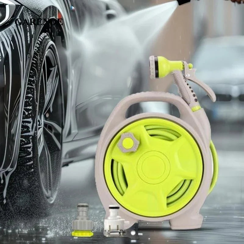 Zevolim| Practical hose reel with spray nozzle – Compact garden hose cart for easy watering